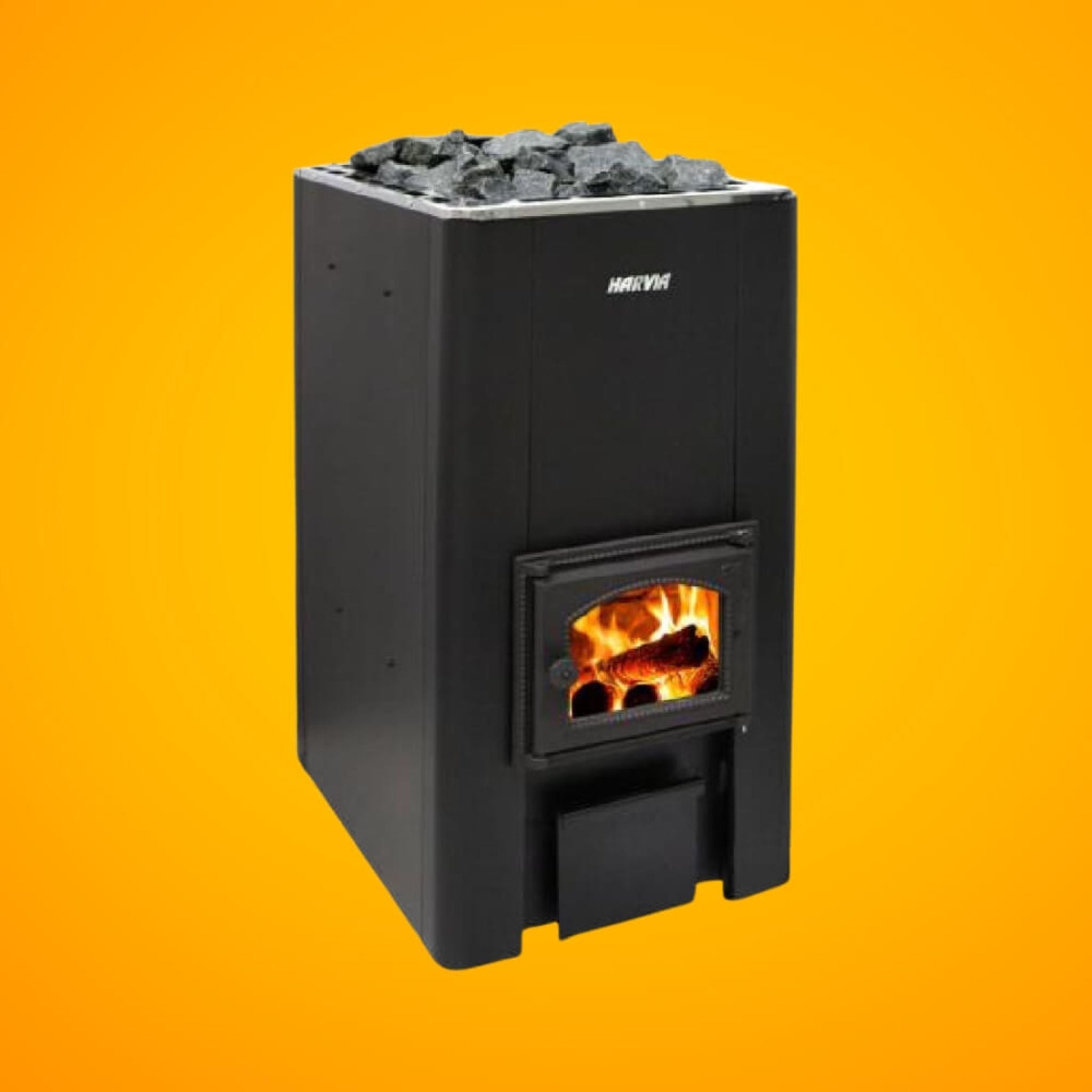 Harvia 50 40KW Black Floor Mount Wood-Burning Sauna Stove With Sauna Stones
