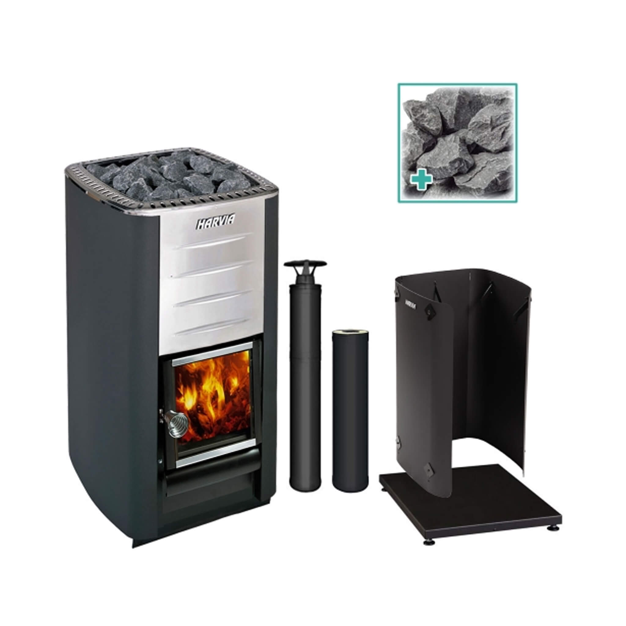 Harvia M3 16.5KW Premium Wood-Burning Sauna Stove Kit