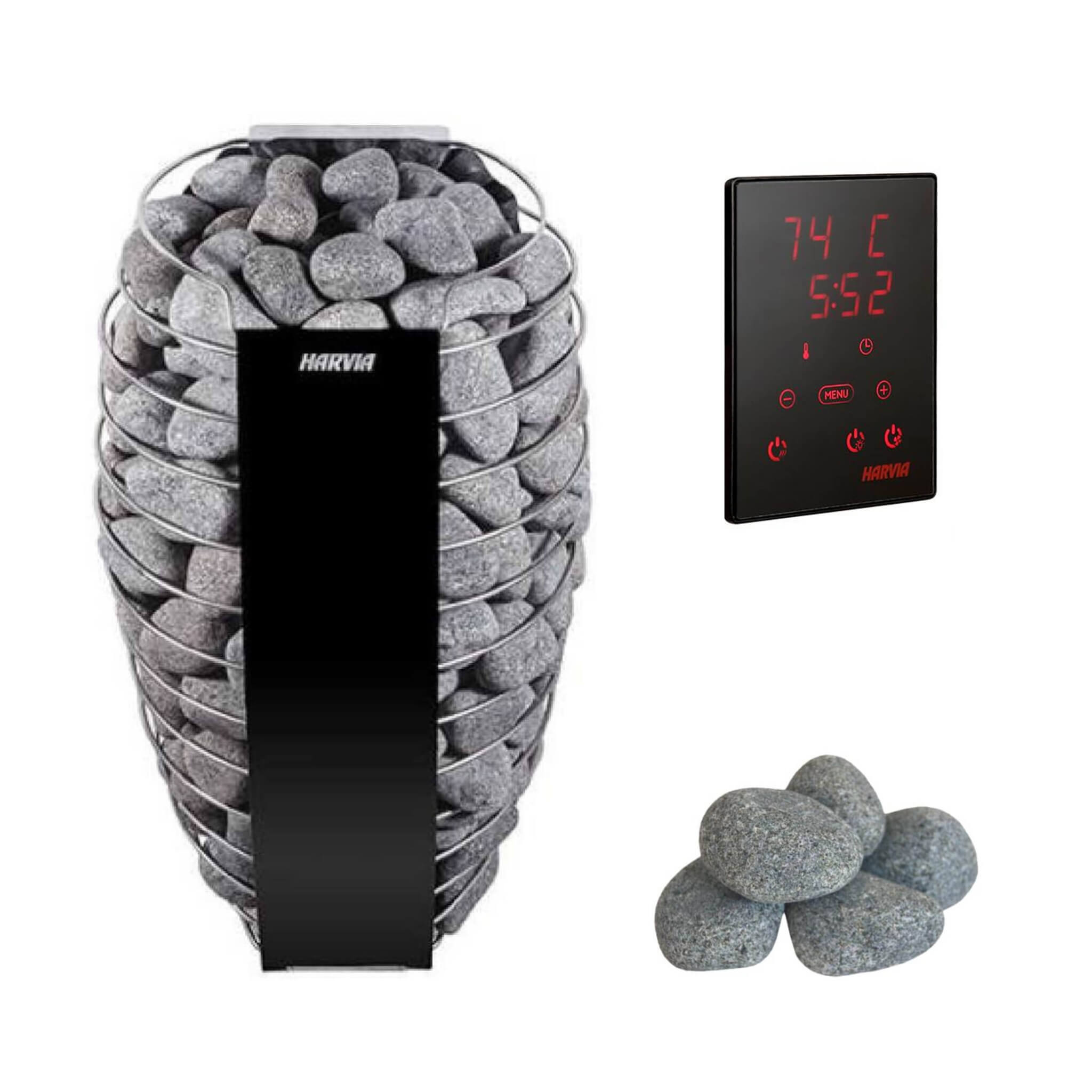 Harvia Spirit UL Certified Electric Sauna Heater With Digital Xenio Control Panel, WiFi Remote Control And Stones