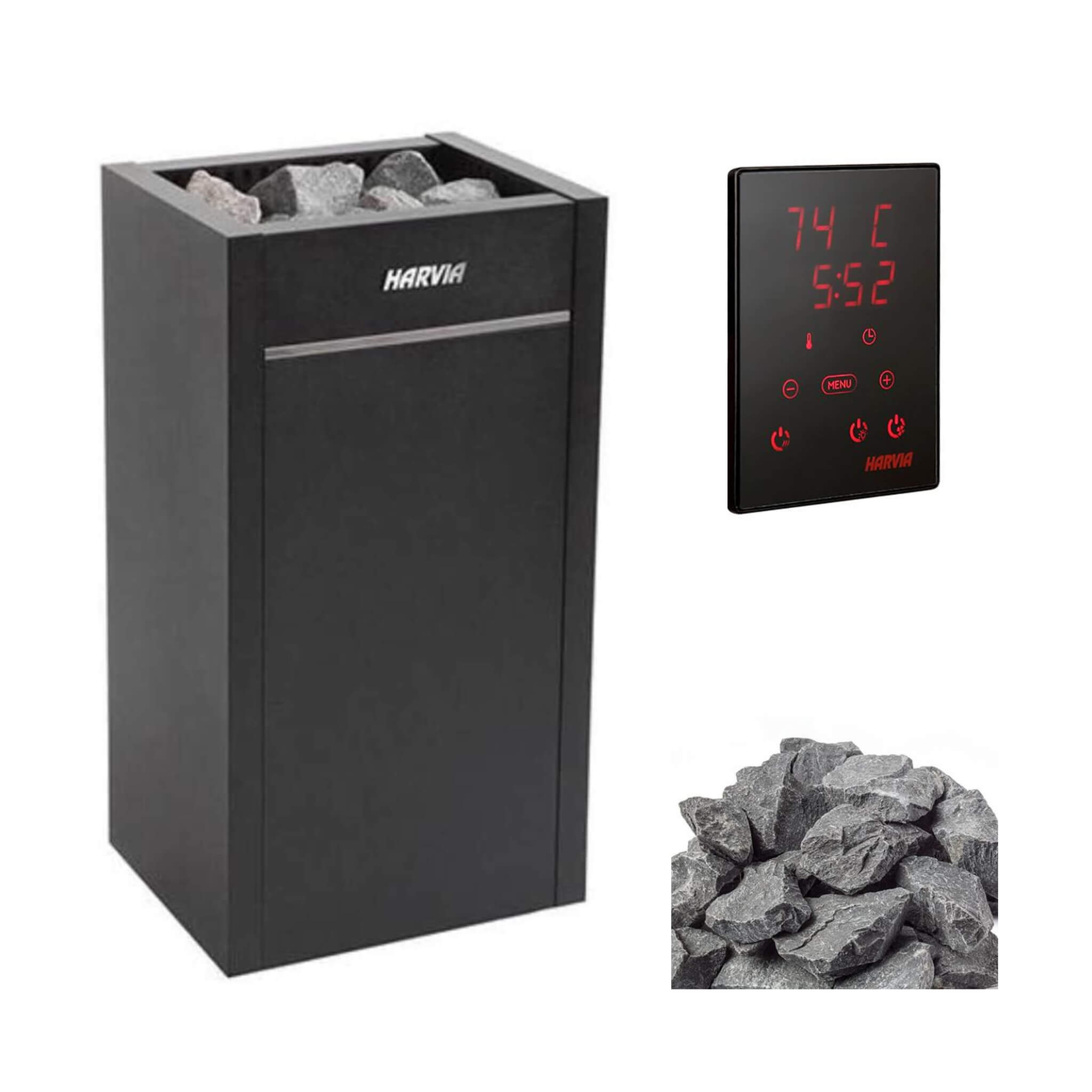Harvia Virta HL Series Freestanding Electric Sauna Heater With Xenio Series Digital Control & Sauna Stones