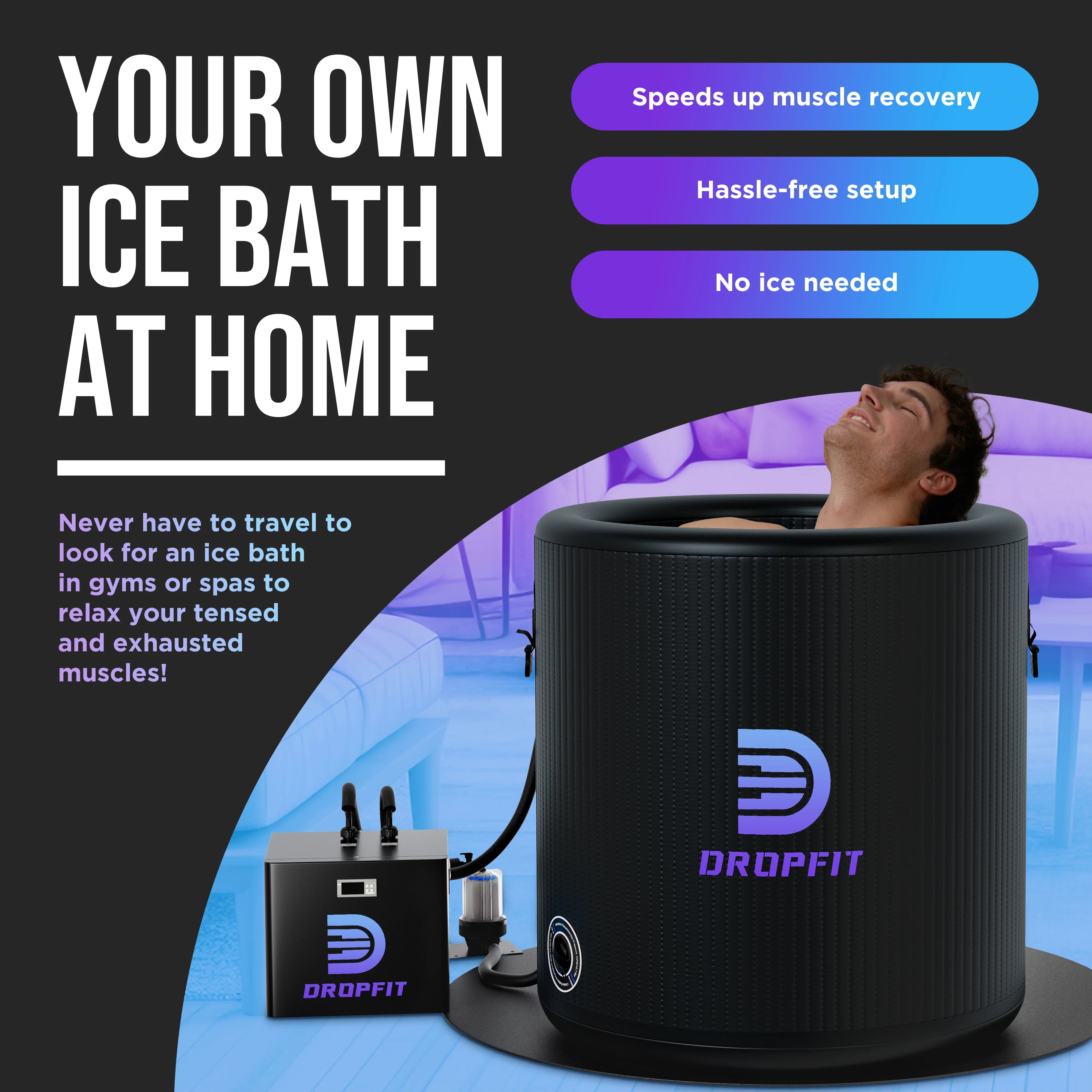 DROPFIT Ice Bath Cold Plunge Tub | No Ice Required, Home Use