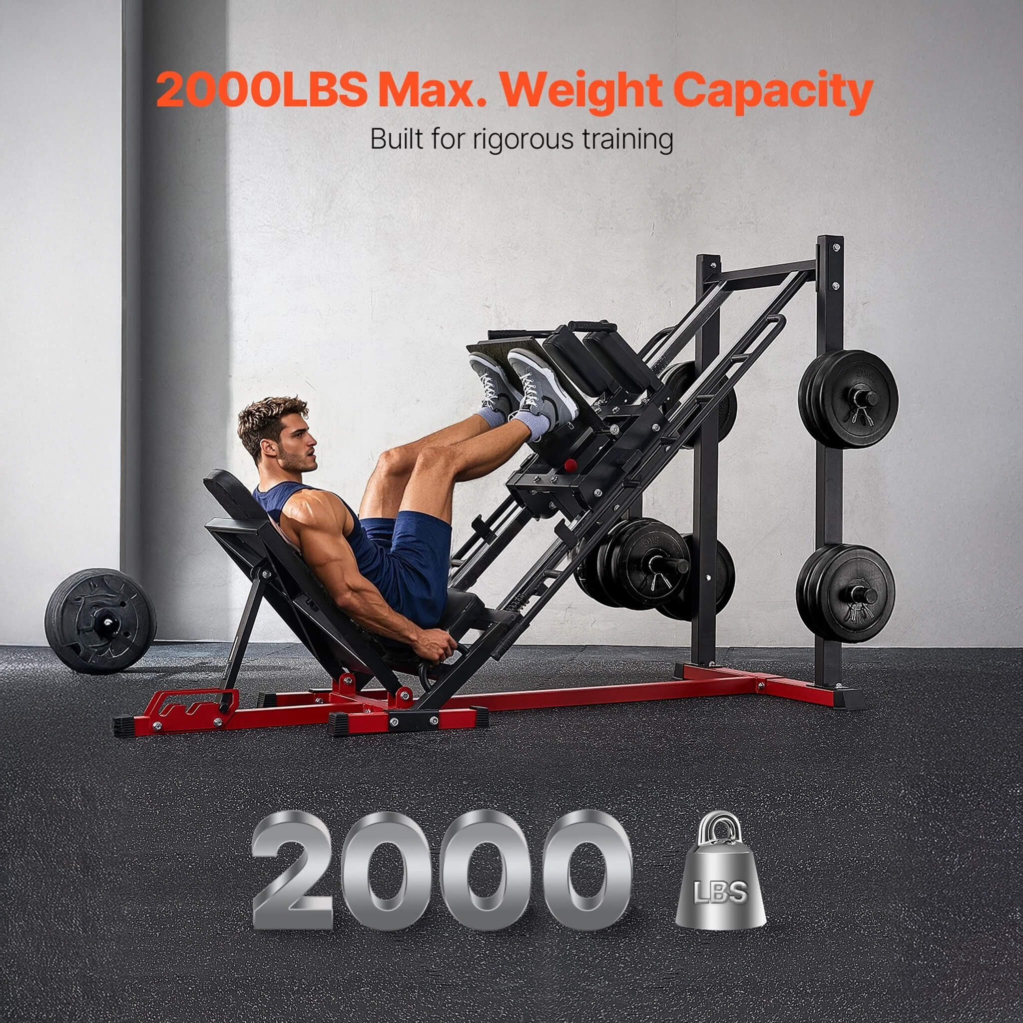 Rovix 2000LBS Adjustable Leg Press And Hack Squat Machine For Home Gym Workouts