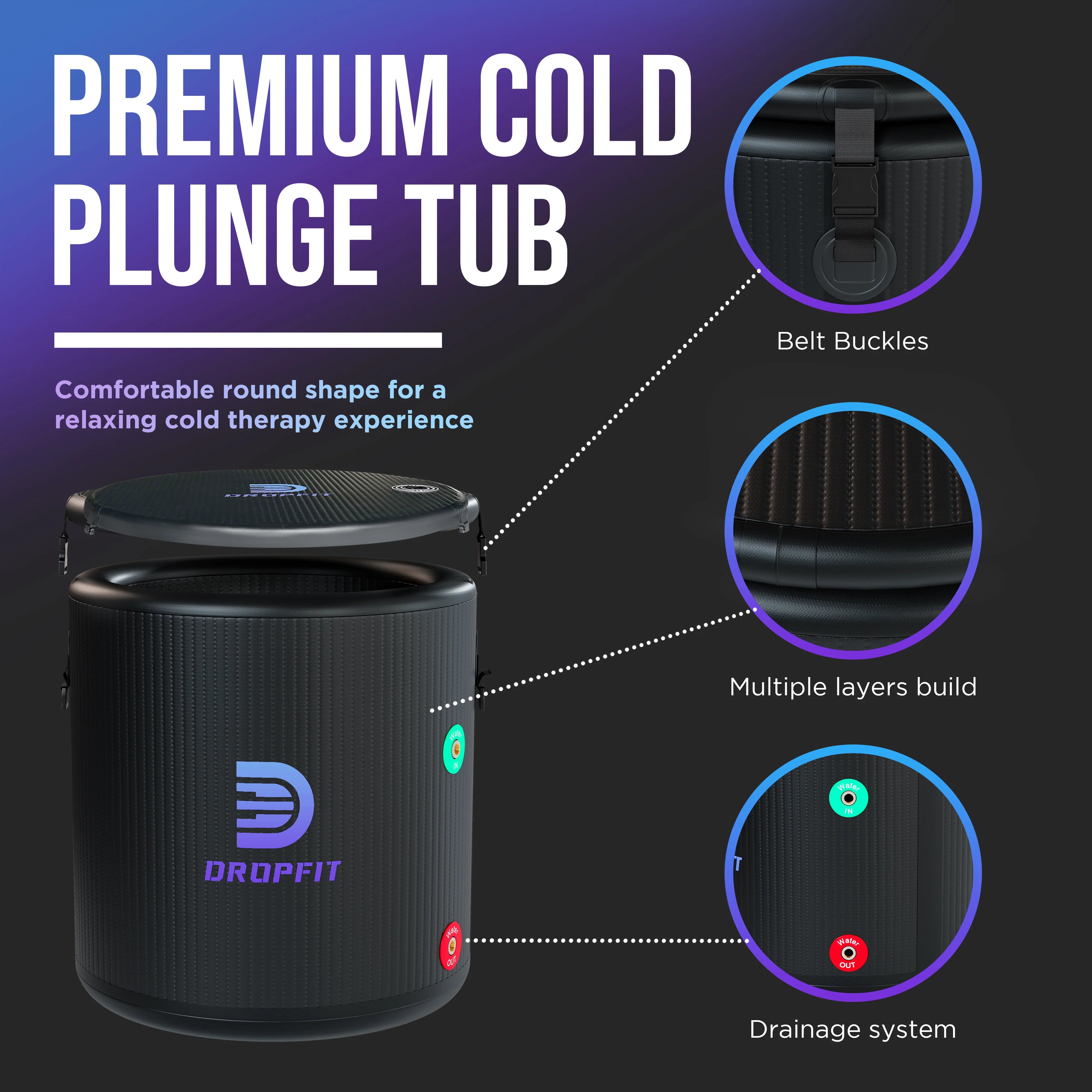 DROPFIT Ice Bath Cold Plunge Tub | No Ice Required, Home Use