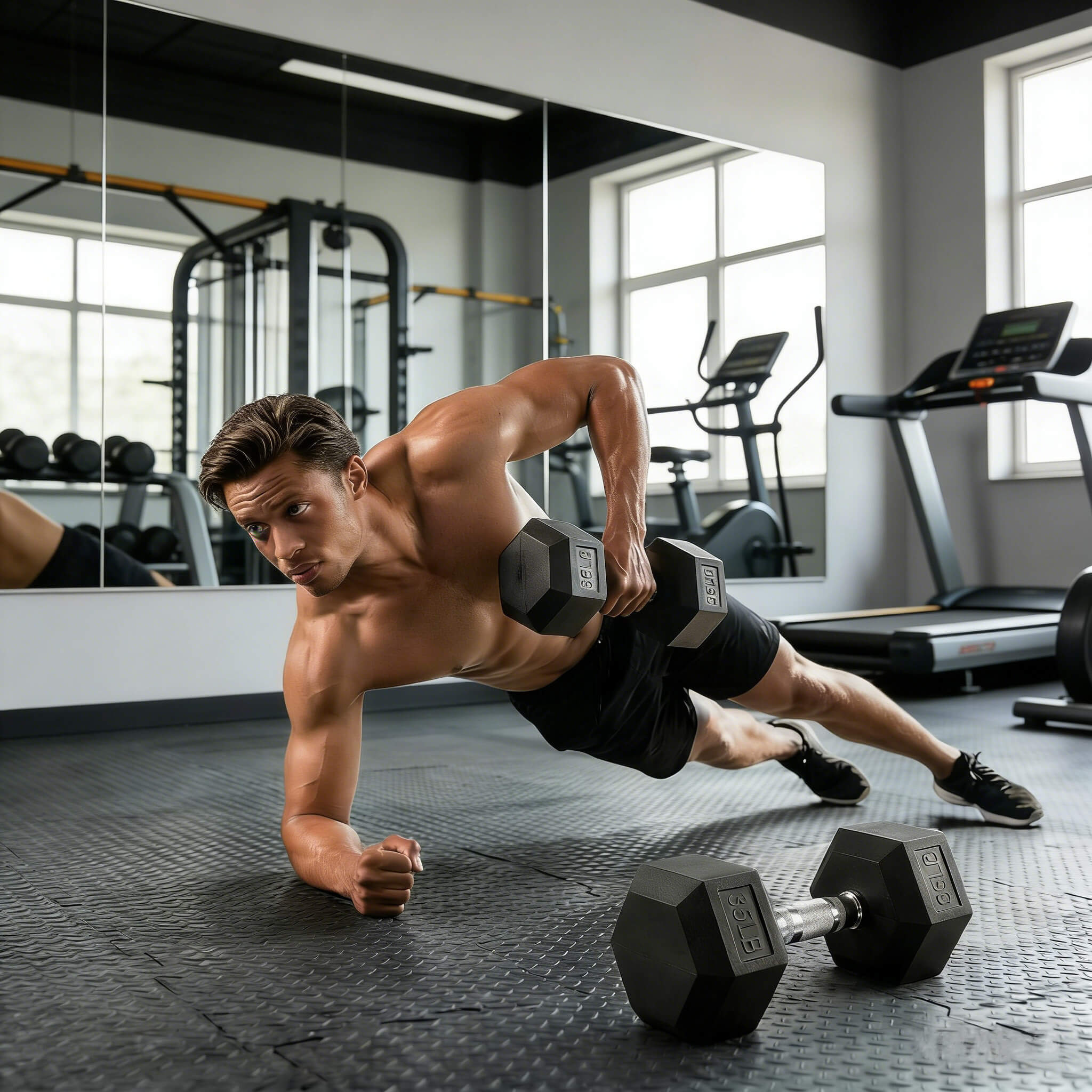 Rovix 450-Pounds Rubber Hex Dumbbell Set With Rack
