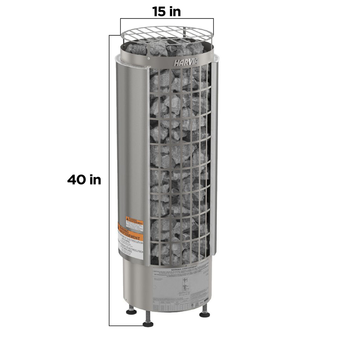 Harvia Cilindro UL Certified Electric Sauna Heater With Xenio CX45 Digital Control Panel & Sauna Stones