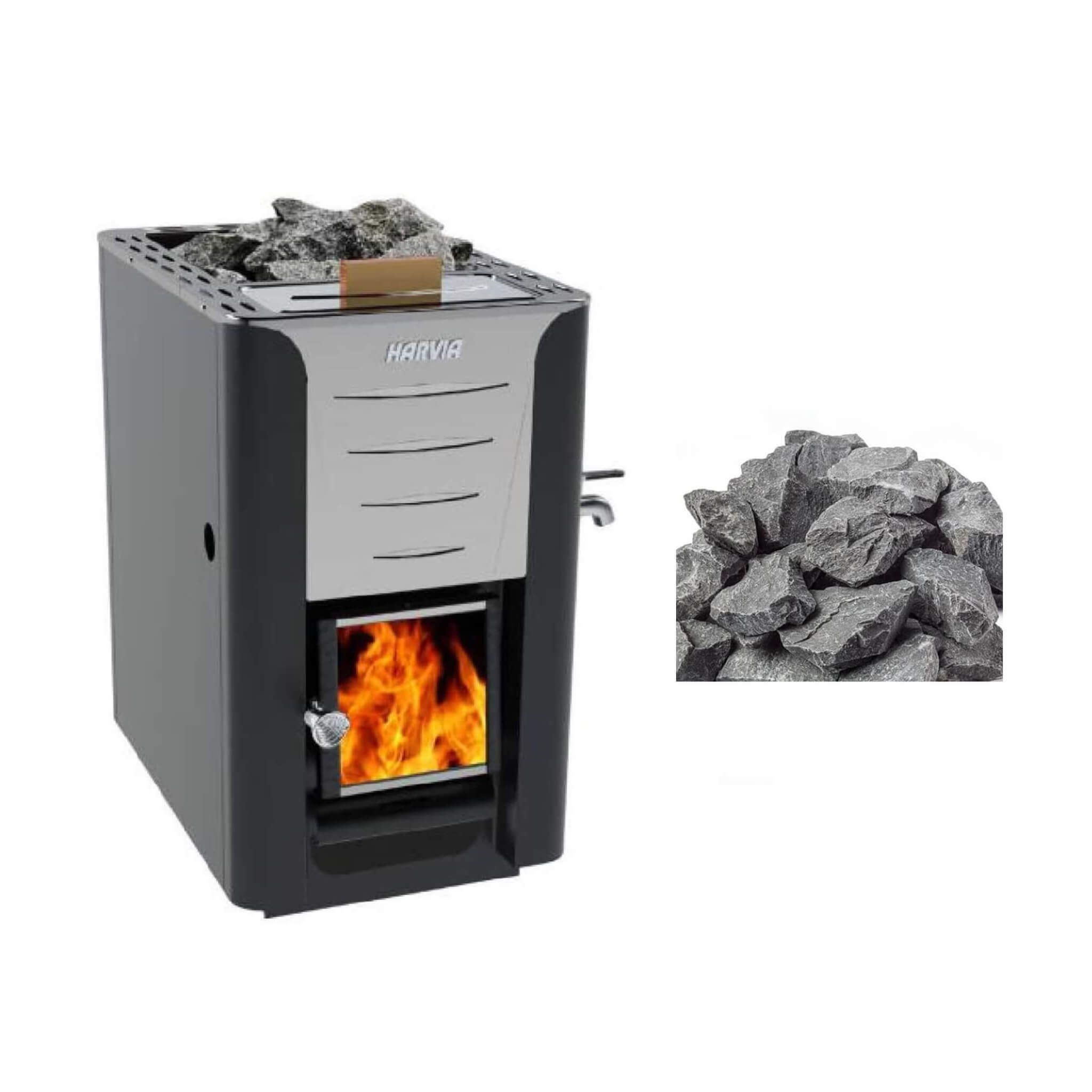 Harvia 20 ES Pro Wood Sauna Stove With Water Tank & Stauna Stones, 24.1KW