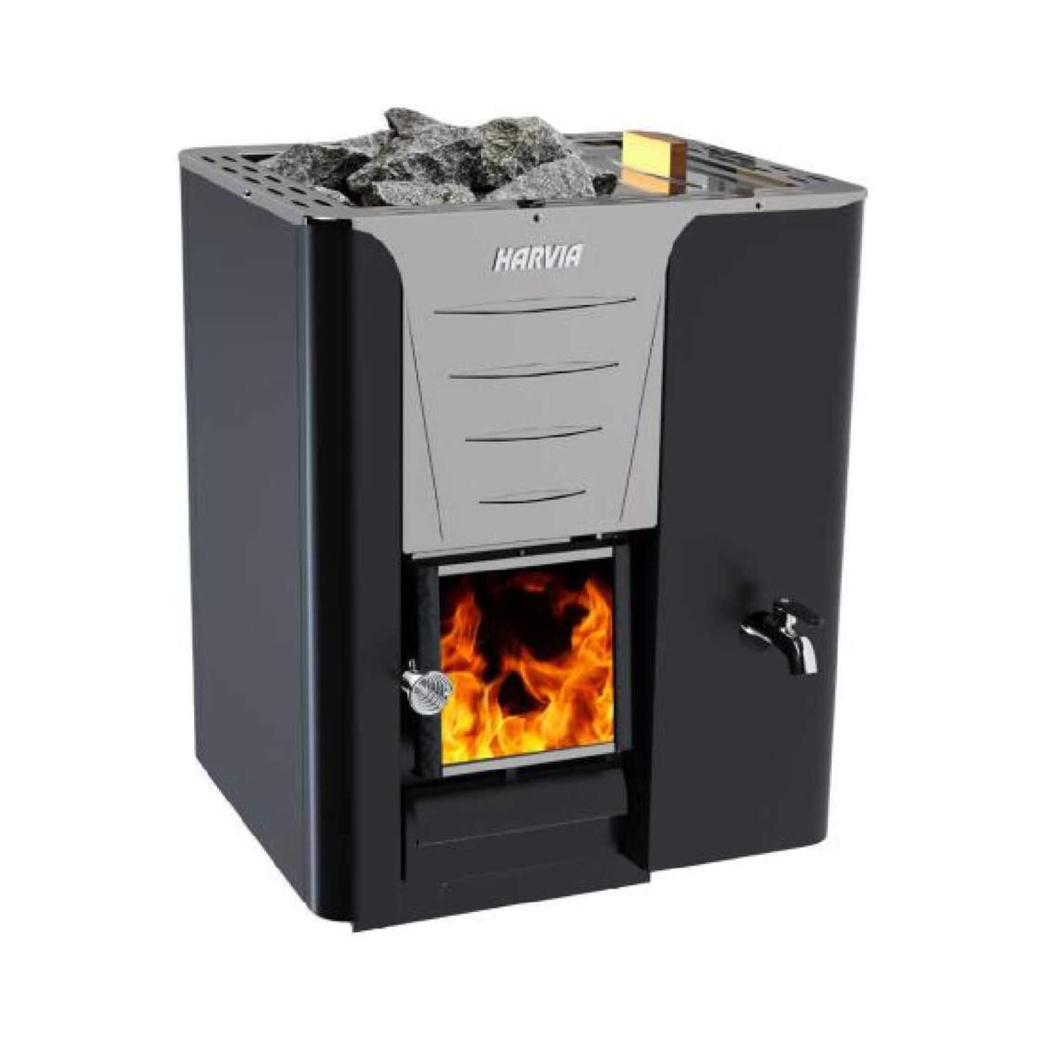Harvia Pro 20 LS/RS Sauna Wood Stove With Water Tank & Sauna Stones, 24.1KW